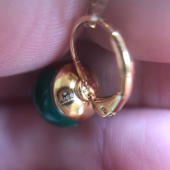 GUCCI Green Red Web Striped Earrings NEW IN GUCCI BOX - Picture 12 of 13